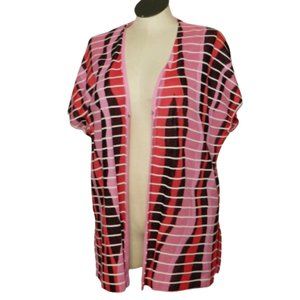 Ming Wang $240 Mulberry Pink Black & White Swirls & Stripes Vest Sx XL NWT !